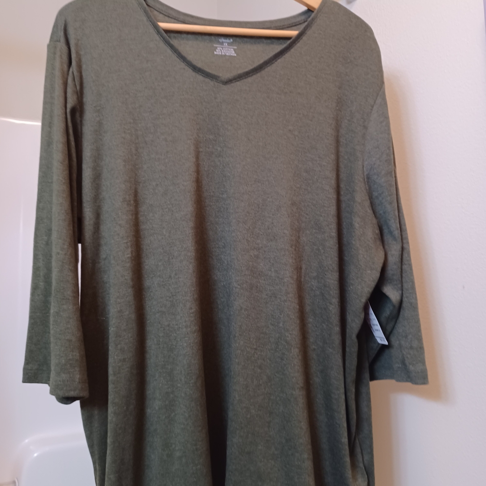 NEW With TAGS Green 3X V-Neck Women's CJ Banks Green Pullover Sweater NWT Plus
